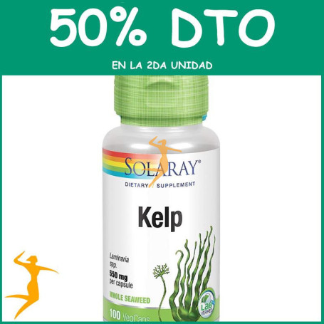 KELP 550Mg. 100 CÁPSULAS VEGETALES SOLARAY Segunda unidad al 50%