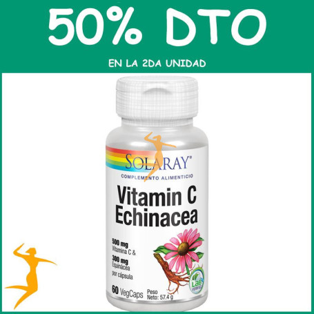 VITAMIN C CON ECHINACEA 60 CAPSULAS SOLARAY Segunda unidad al 50%