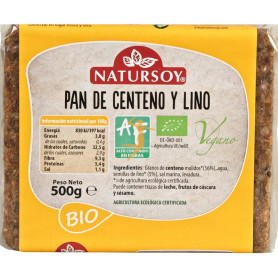 PAN DE CENTENO Y LINAZA BIO 500Gr. NATURSOY