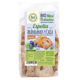 MINI TOSTADAS DE ESPELTA CON ARÁNDANOS Y CHÍA 100Gr. SOL NATURAL