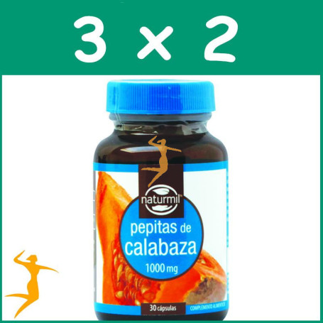 Pack 3x2 CALABAZA 1.000Mg. 30 CÁPSULAS NATURMIL