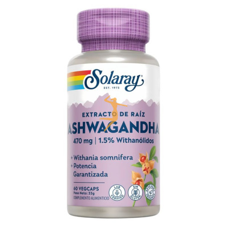 ASHWAGANDHA 470Mg. 60 CÁPSULAS VEGETALES SOLARAY