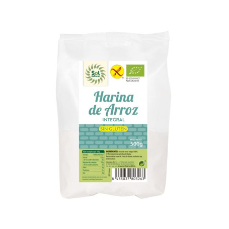 HARINA DE ARROZ INTEGRAL SIN GLUTEN BIO 500 GR SOL NATURAL