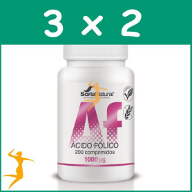 Pack 3x2 ACIDO FOLICO 250 mgrs. x 200 LIBERACION SOSTENIDA SORIA NATURAL