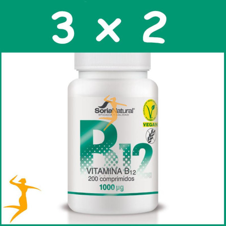 Pack 3x2 VITAMINA B12 250 mgrs. x 200 LIBERACION SOSTENIDA SORIA NATURAL