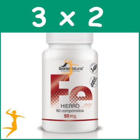 Pack 3x2 HIERRO 1000 mgrs. x 60 LIBERACION SOSTENIDA SORIA NATURAL