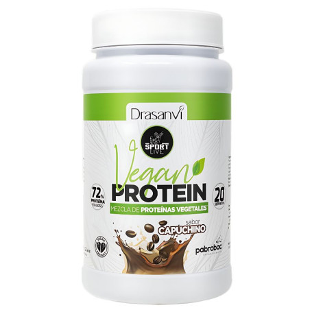 PROTEINA VEGANA SABOR CAPUCHINO 600 GR SPORT LIVE DRASANVI