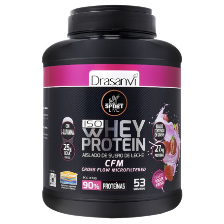 WHEY PROTEIN AISLADO YOGUR FRESA 1,6KG SPORT LIVE DRASANVI