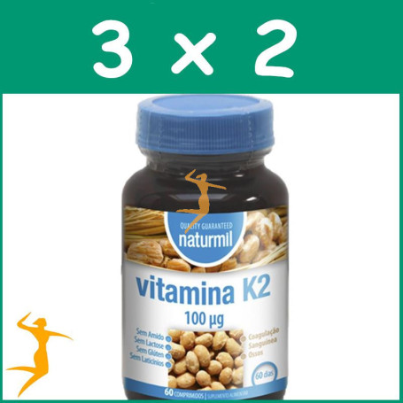 Pack 3x2 VITAMINA K2 100Mg. 60 COMPRIMIDOS NATURMIL