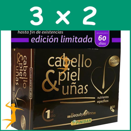 Pack 3x2 CABELLO, PIEL Y UÑAS 60 CÁPSULAS (EDICIÓN LIMITADA) PINISAN