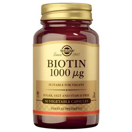 BIOTINA 1000MCG 50 CÁPSULAS SOLGAR