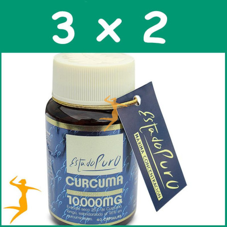 Pack 3x2 CURCUMA 40 CÁPSULAS 10.000Mg. ESTADO PURO