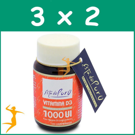 Pack 3x2 VITAMINA D3 1000UI 100 COMPRIMIDOS ESTADO PURO