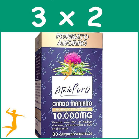 Pack 3x2 CARDO MARIANO 10.000 MG 80 CÁPSULAS VEGETALES ESTADO PURO - TONGIL