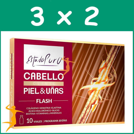 Pack 3x2 CABELLO PIEL Y UÑAS FLASH 10 VIALES ESTADO PURO