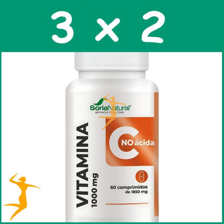 Pack 3x2 VITAMINA C NO ÁCIDA 60 COMPRIMIDOS SORIA NATURAL