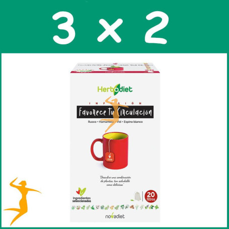 PACK 3x2 HERBODIET FAVORECE CIRCULACIÓN 20 FILTROS NOVA DIET