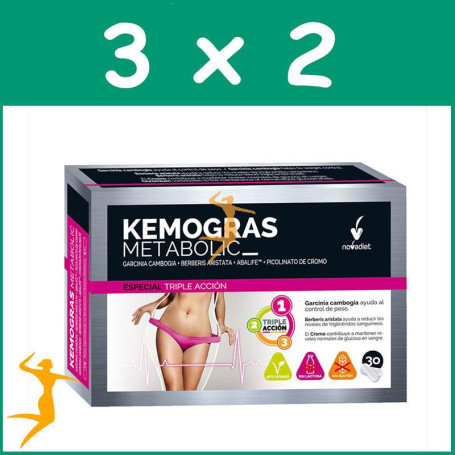 PACK 3x2 KEMOGRAS METABOLIC 30 CÁPSULAS NOVA DIET