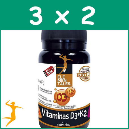 PACK 3x2 VITAMINAS D3+K2 60 CÁPSULAS NOVA DIET