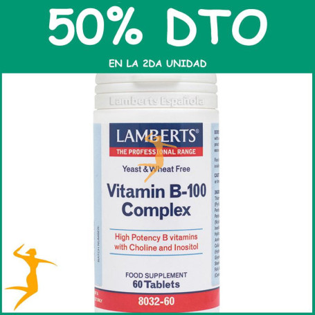 COMPLEJO DE VITAMINAS B-100 60 TABLETAS LAMBERTS OFERTA 2UD