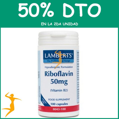 RIBOFLAVINA 50Mg. (VITAMINA B2) LAMBERTS OFERTA 2UD