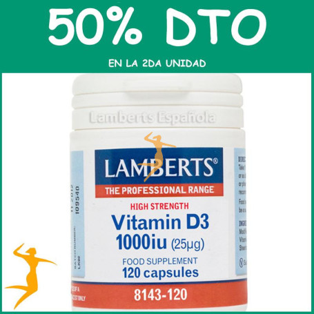 VITAMINA D 1000 IU 120TAB LAMBERTS OFERTA 2UD