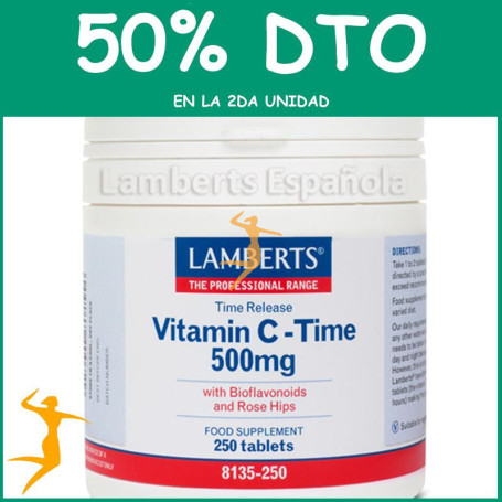 VITAMINA C 500Mg. CON BIOFLAVONOIDES 250 TABLETAS LAMBERTS OFERTA 2UD