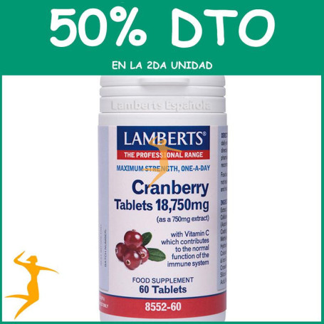 CRANBERRY 18.750Mg. 60 TABLETAS LAMBERTS OFERTA 2UD