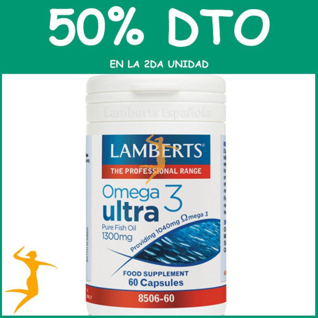 OMEGA 3 ULTRA (PURE FISH OIL 1.300Mg.) 60 CÁPSULAS LAMBERTS OFERTA 2UD