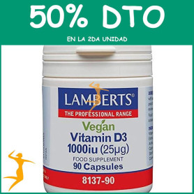 VITAMINA D3 VEGAN 90 CÁPSULAS LAMBERTS OFERTA 2UD