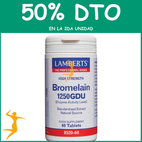 BROMELINA 1250GDU 60 TABLETAS LAMBERTS OFERTA 2UD