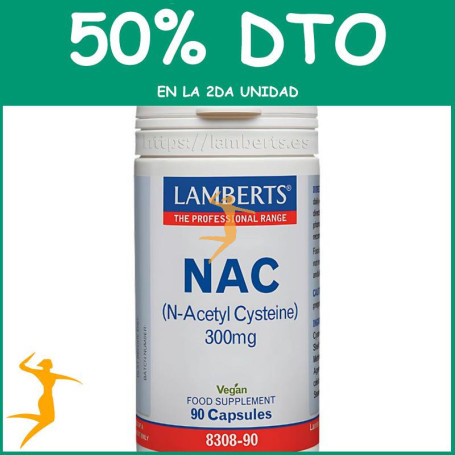 NAC (N-ACETIL CISTEÍNA) 300MG 90 CÁPSULAS LAMBERTS OFERTA 2UD