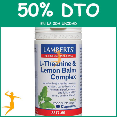 COMPLEJO DE TEANINA Y BÁLSAMO DE LIMÓN 60 CÁPSULAS LAMBERTS OFERTA 2UD