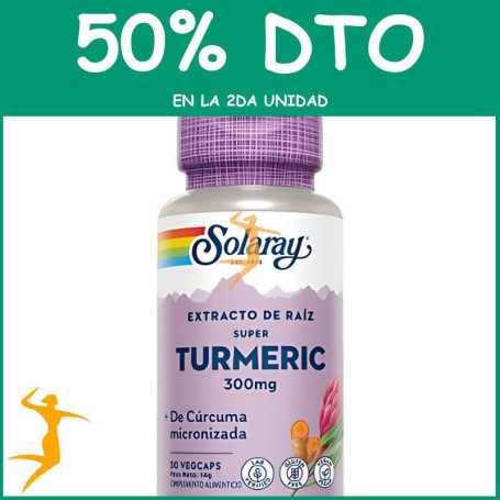 SUPER TURMERIC 30 CÁPSULAS VEGETALES SOLARAY Segunda unidad al 50%