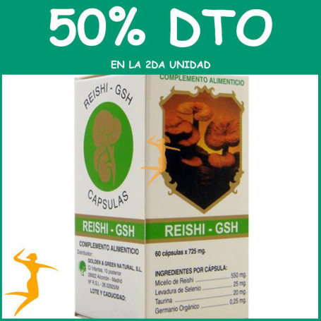 REISHI GSH 725Mg. 60 CÁPSULAS GOLDEN GREEN OFERTA 2 UD