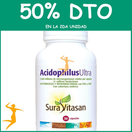 ACIDOPHILUS ULTRA 11.000M.+FOS+AOS 30 CÁPSULAS SURA VITASAN OFERTA 2 UD