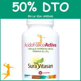 ÁCIDO FÓLICO ACTIVO 60 COMPRIMIDOS SURA VITASAN OFERTA 2 UD