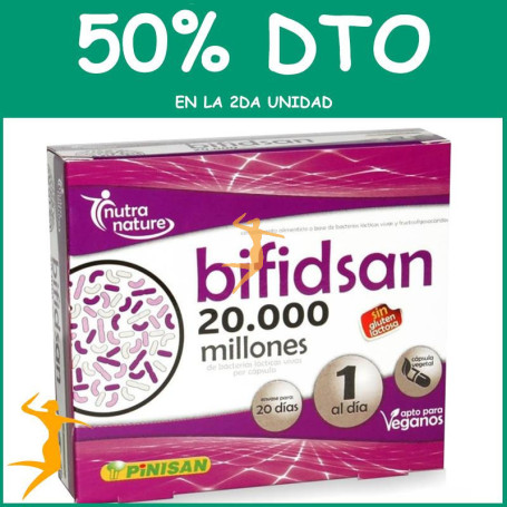 BIFIDSAN 20000 MILLONES 20 CÁPSULAS PINISAN OFERTA 2 UD