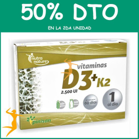 VITAMINAS D3 Y K2 2.500UI 60 CAPSULAS PINISAN OFERTA 2 UD