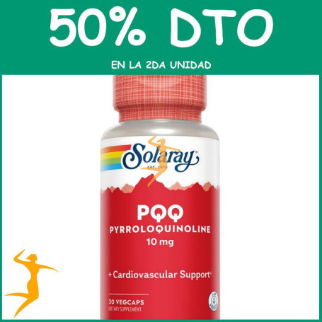 PQQ 10MG 30 CÁPSULAS VEGETALES SOLARAY OFERTA 2 UD