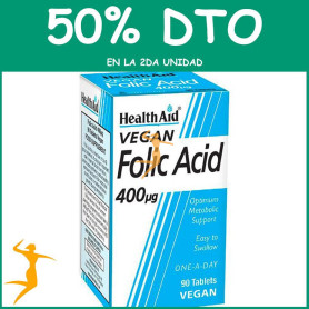 ÁCIDO FÓLICO 400Mg. 90 COMPRIMIDOS HEALTH AID OFERTA 2 UD