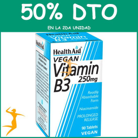 VITAMINA B3 NIACINAMIDA 90 COMPRIMIDOS HEALTH AID OFERTA 2 UD