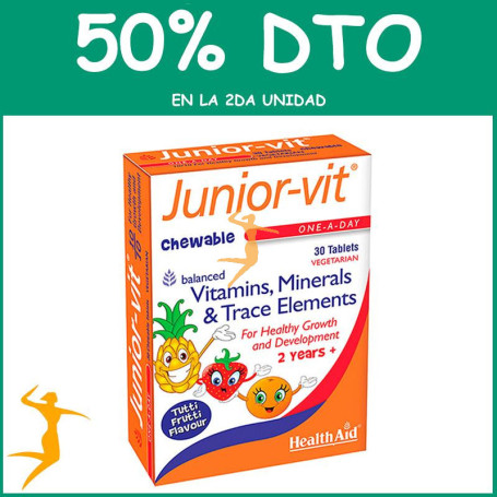 JUNIOR VIT COMPRIMIDOS MASTICABLES HEALTH AID OFERTA 2 UD