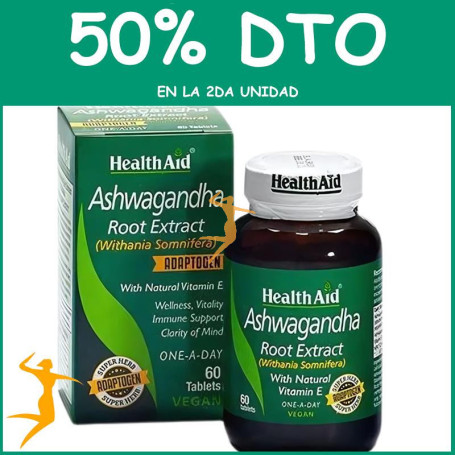 ASHWAGANDHA 60 COMPRIMIDOS (Withania somnifera) HEALTH AID OFERTA 2 UD