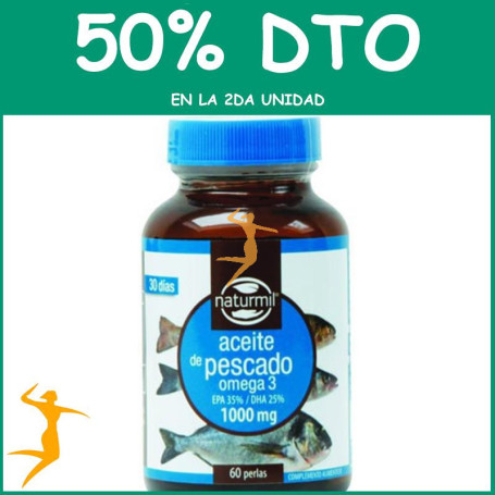 ACEITE DE PESCADO OMEGA-3 35/25 1.000Mg. 60 PERLAS NATURMIL OFERTA 2 UD