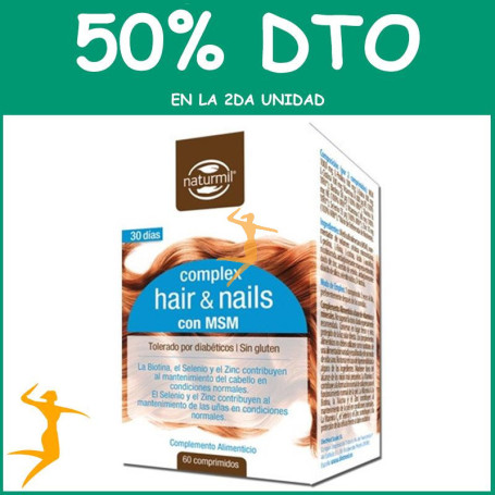HAIR & NAIL COMPLEX 60 COMPRIMIDOS NATURMIL OFERTA 2 UD