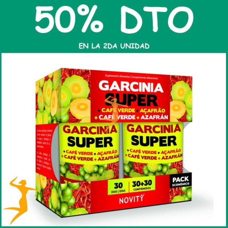 GARCINIA SUPER, CAFÉ Y AZAFRÁN 60 COMPRIMIDOS NOVITY OFERTA 2 UD