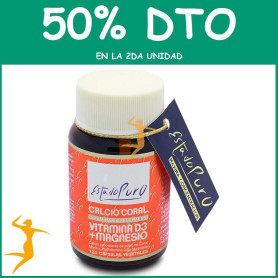 CALCIO CORAL, VITAMINA D3 Y MAGNESIO 120 CÁPSULAS ESTADO PURO OFERTA 2 UD