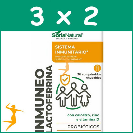 Pack 3x2 INMUNEO LACTOFERRINA 36 COMPRIMIDOS SORIA NATURAL