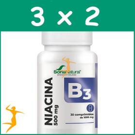 Pack 3x2 VITAMINA B3 LIBERACIÓN SOSTENIDA 30 COMPRIMIDOS SORIA NATURAL